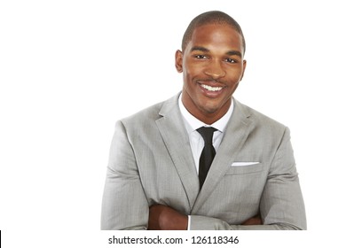 Happy Confident Young African American Business Male Smiling With Confidence.