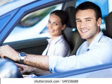 Happy Couple In The Car