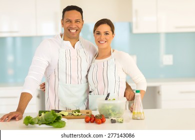 Happy Couple Cooking Healthy Food Together 