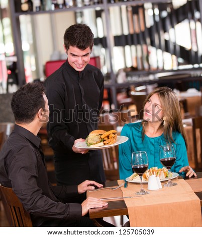 Similar – Mann im Restaurant, der Chips isst.