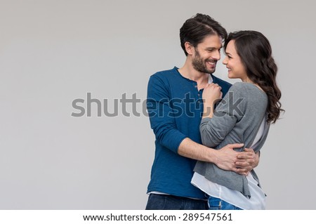 Similar – Image, Stock Photo Couple in love kissing on the terrace