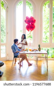 Happy Couple Having Healthy Breakfast At Home In The Morning - Happy Moments Of Domestic Partnership