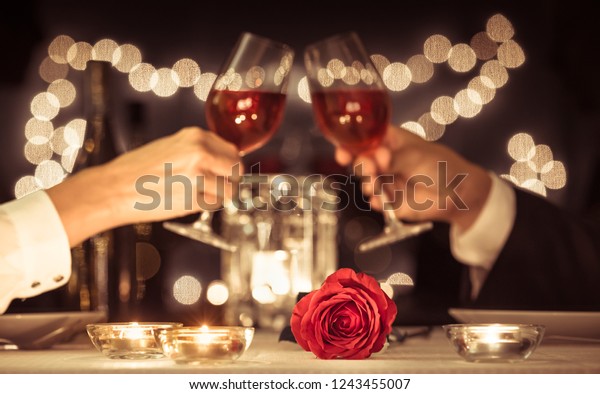 Happy Couple Having Romantic Candle Light Stock Photo (Edit Now) 1243455007