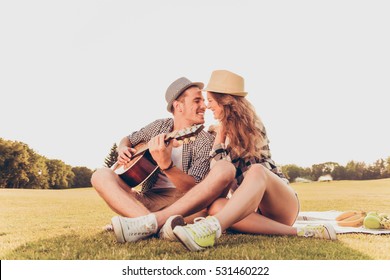 Happy Couple In Love At A Picnic