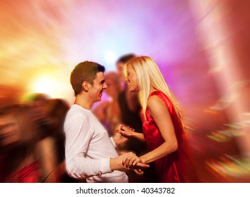 Happy Couple In The Night Club