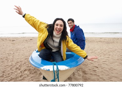 Happy Couple On Beach