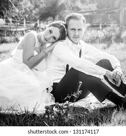 Happy Couple On Wedding Day. Bride And Groom.