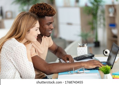 Happy Couple Reading Mail And Checking Accountancy