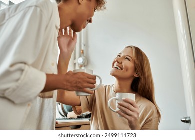 A happy couple shares intimate moments while enjoying their coffee. - Powered by Shutterstock