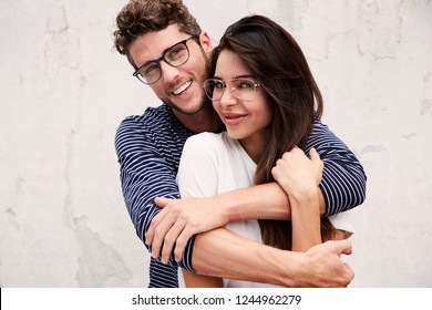 Happy Couple Smiling In Glasses, Portrait