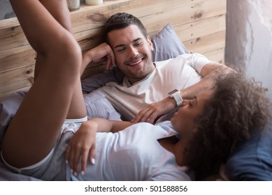 Happy couple talking in the morning - Powered by Shutterstock