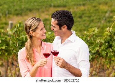 Happy couple toasting glasses of wine in vineyard - Powered by Shutterstock