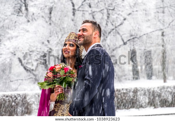 Happy Couple Traditional Turkish Wedding Dress Stock Photo Edit
