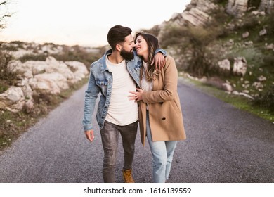 Happy Couple Walking On Road Stock Photo 1616139559 | Shutterstock