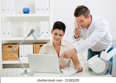 Happy Couple Working Home Office Running Stock Photo 21281029