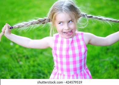 Happy Crazy Kid With Long Hair