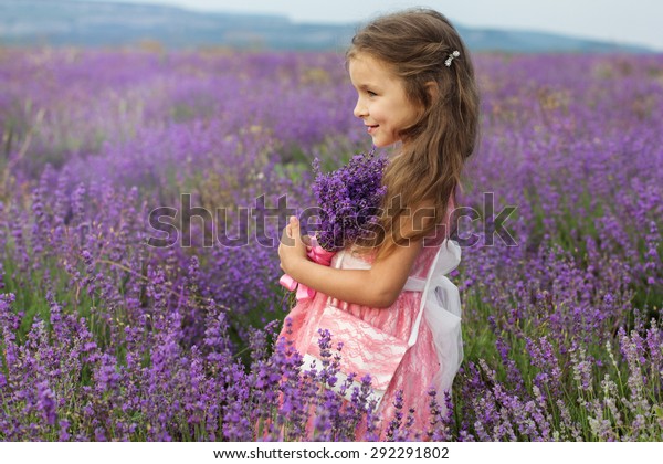 Happy Cute Little Girl Lavender Field Stock Photo 292291802 | Shutterstock