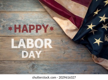 Happy Day Labor Day Banner Message With American Flag