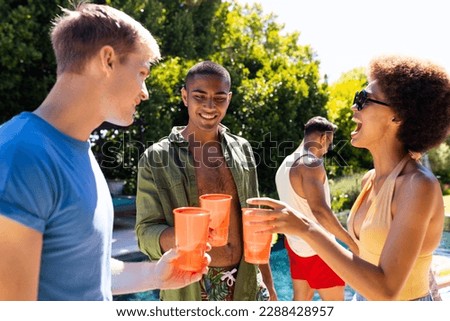Similar – Image, Stock Photo Group of young people having fun in summer party