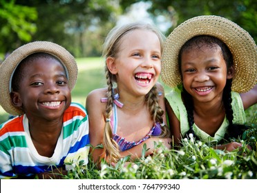 Happy Diverse Kids Park Stock Photo (Edit Now) 764799340