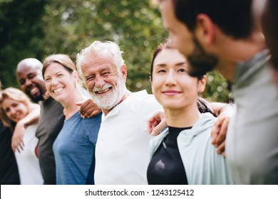 Happy Diverse People Together In The Park