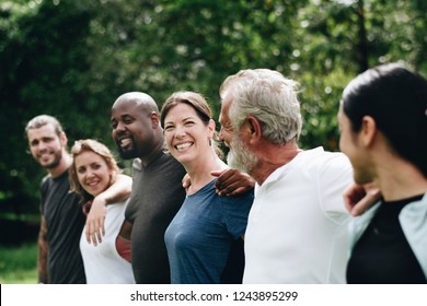 Happy Diverse People Together In The Park