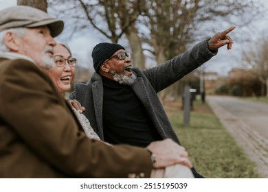 Happy diverse senior friends enjoying the outdoors  - Powered by Shutterstock