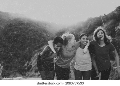 Happy Diverse Women, Monochrome Photo