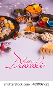 Happy Diwali Greeting Card Showing Oil Stock Photo 483909721 | Shutterstock