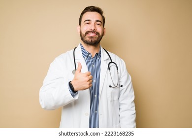 Happy Doctor Doing A Thumbs Up And Feeling Successful After Doing Good Work With A Patient