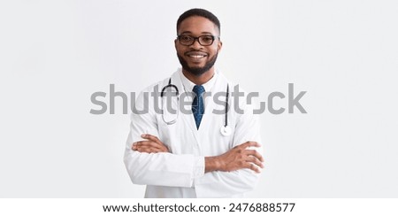 Similar – Image, Stock Photo Young black man in panama hat
