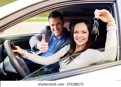 Happy Driving Student With A Car Keys