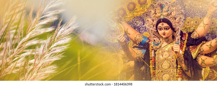 happy Durga puja advertisement, Kolkata durga puja, Navaratri, Dussehra celebration
