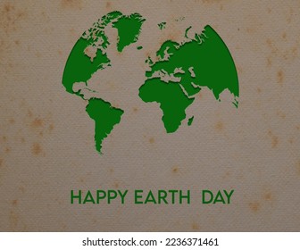 Happy Earth Day. World on paper with shadows. Ecology concept, old paper background. - Shutterstock ID 2236371461