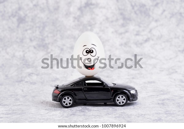 Happy easter egg with\
car.