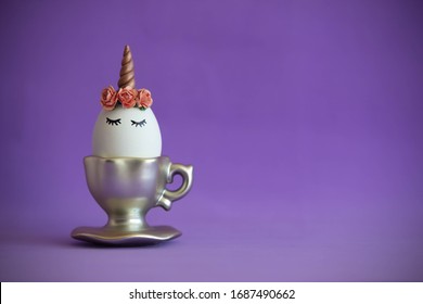 Happy Easter Egg Unicorn Flowers - Shutterstock ID 1687490662