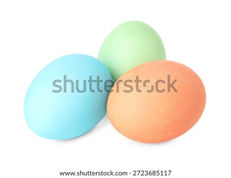 Happy Easter. Many bright painted eggs isolated on white