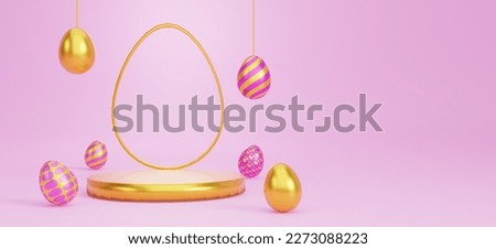 Happy easter. Pink easter egg on pink background.
