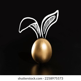 Happy Easter, Rabbits's ears, Gold eggs. - Powered by Shutterstock