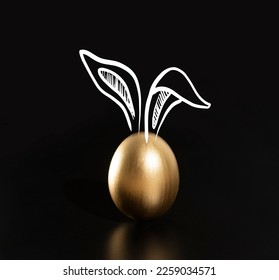 Happy Easter, Rabbits's ears, Gold eggs. - Powered by Shutterstock