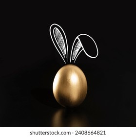 Happy Easter, Rabbits's ears, Gold eggs.	 - Powered by Shutterstock