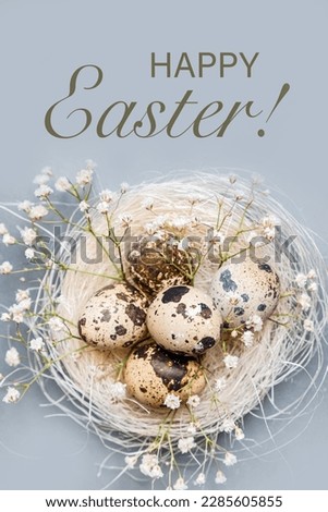 Happy easter template with decor of monochrome easter eggs on gray background.Mockup design for invitation, postcard, menu, flyer, banner, poster.Easter card,easter banner