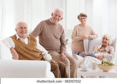 Happy Elderly Group Of People In Nursing Home