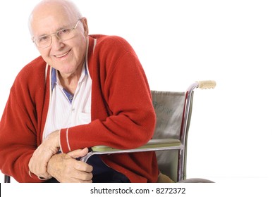 Happy Elderly Man In Wheelchair