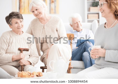 Similar – Image, Stock Photo Group of friends talking on the street