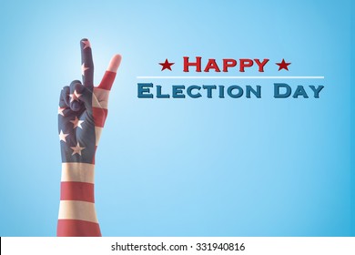 Happy election day with Isolated  V shape hand sign for voting on USA election day 