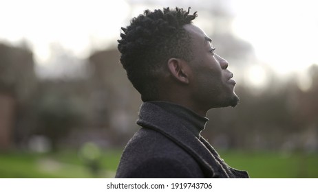 Happy Elegant Black African Man Smiling Outside