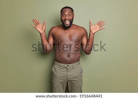 Image, Stock Photo young man shirtless studio shot portrait