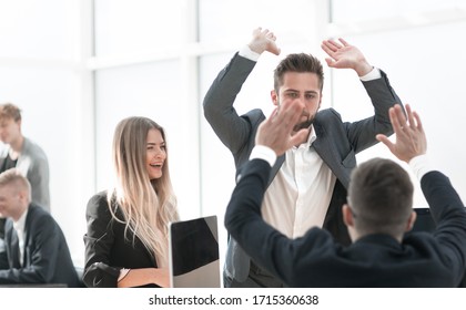 Happy Employees Giving Each Other High Stock Photo 1715360638 