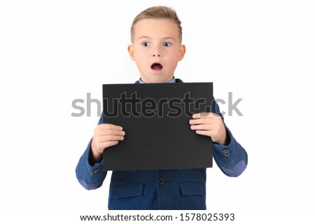 Similar – surprised boy with a blackboard